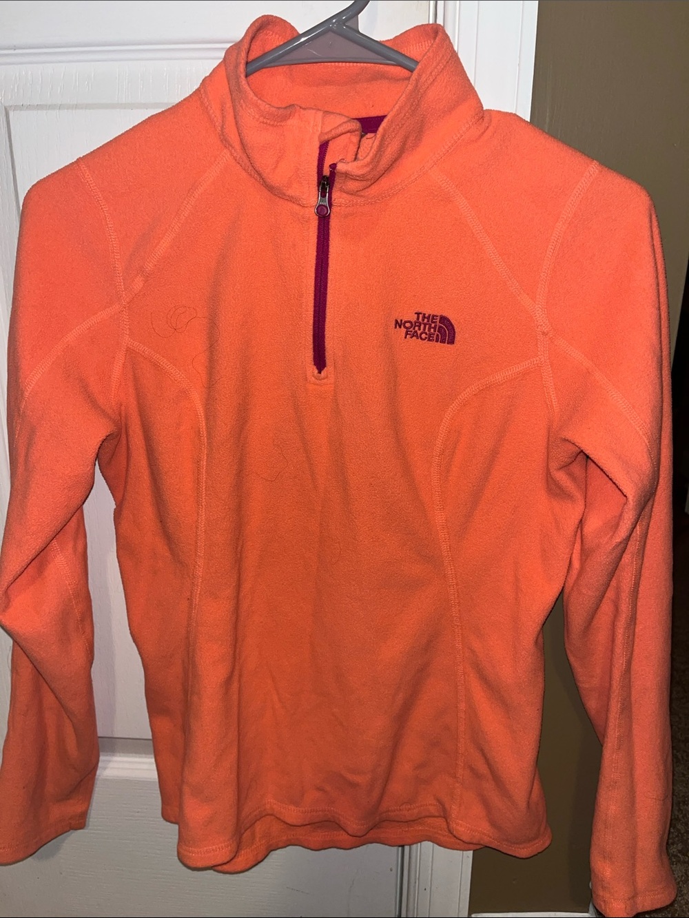 The North Face Women's Bright Orange Quarter-Zip Fleece Pullover